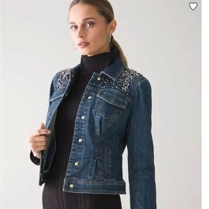 WHBM nwot Jean jacket with pearls M